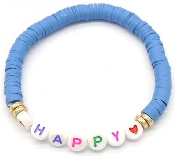 kralenarmband Happy dames elastisch blauw