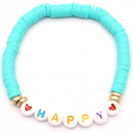 kralenarmband Happy dames elastisch lichtblauw