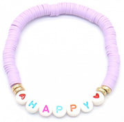 kralenarmband Happy dames elastisch paars