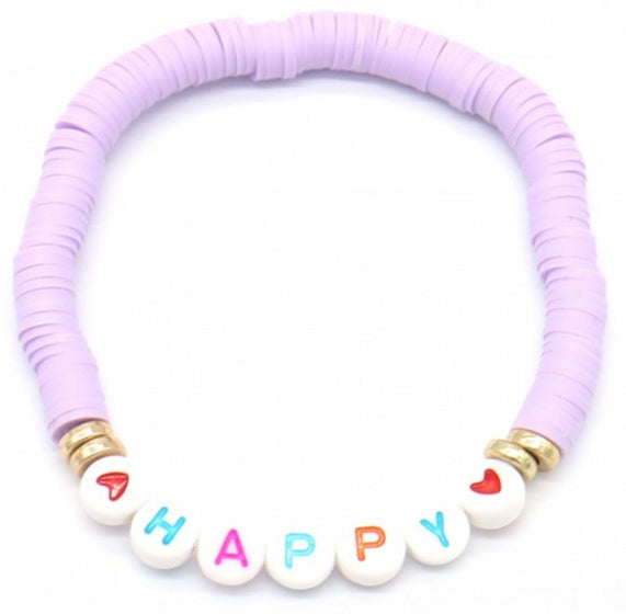 kralenarmband Happy dames elastisch paars