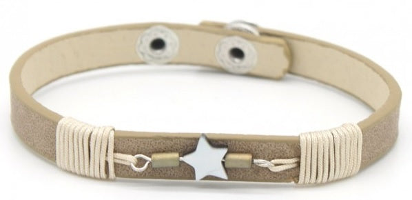 armband Inaya dames 18 - 21 cm leer lichtbruin