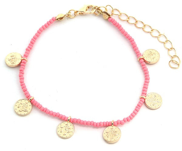 kralenarmband Ivy dames kralen roze/goud