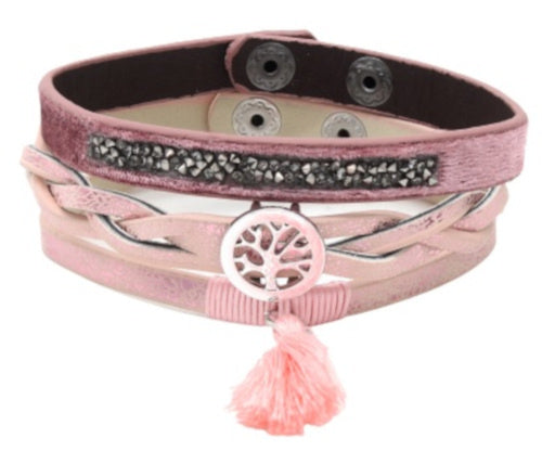 armband Johanna dames polyurethaan roze 3 stuks