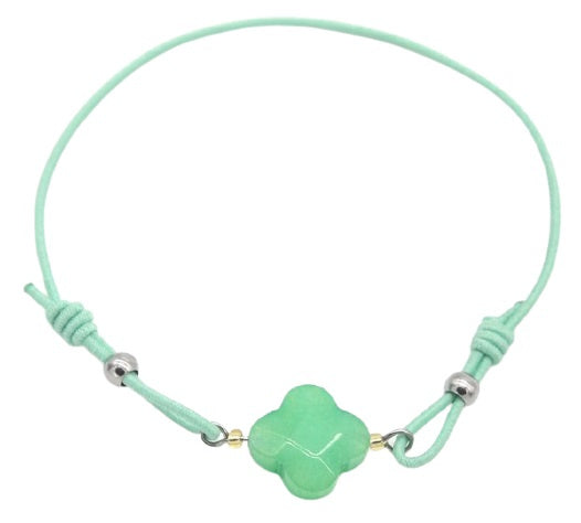 armband Klavertje Vier dames/meisjes elastiek groen