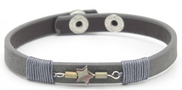 armband Laura dames 18 - 21 cm leer grijs