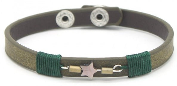 armband Laura dames 18 - 21 cm leer legergroen