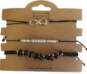 armband Lieke dames verstelbaar zwart 3 stuks