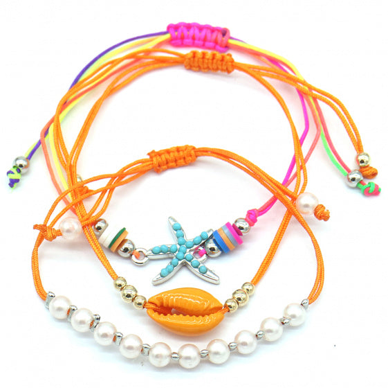 armband Lina dames oranje verstelbaar 3 stuks