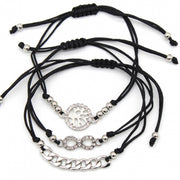 armband Liv dames verstelbaar zwart/zilver 3 stuks