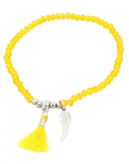 bedelarmband Livia dames elastiek geel