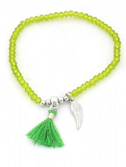 bedelarmband Livia dames elastiek groen