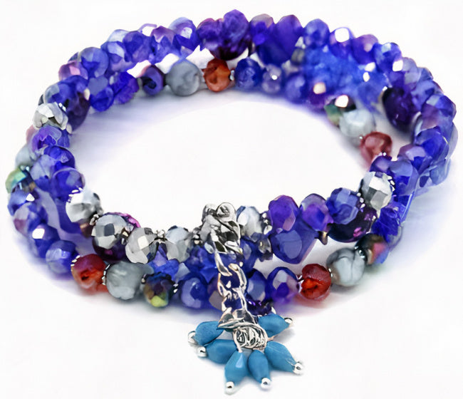 kralenarmband Lizzy dames glas blauw