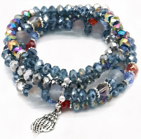 kralenarmband Lizzy dames glas lichtblauw