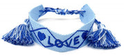 armband Love geweven katoen verstelbaar blauw
