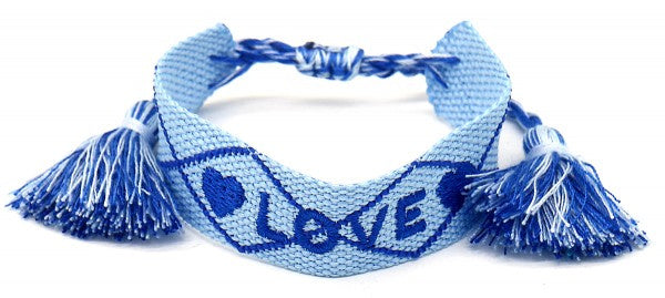 armband Love geweven katoen verstelbaar blauw