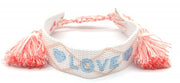 armband Love geweven katoen verstelbaar wit