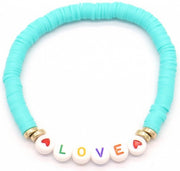 kralenarmband Love dames elastisch lichtblauw