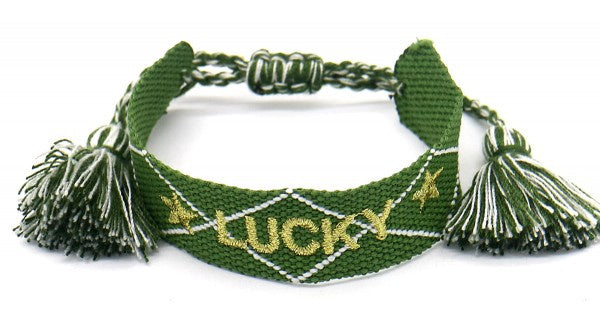 armband Lucky geweven katoen verstelbaar groen