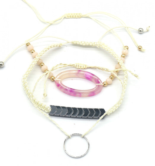 armband Luna verstelbaar beige 3 stuks