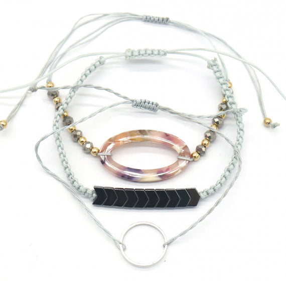 armband Luna verstelbaar grijs 3 stuks