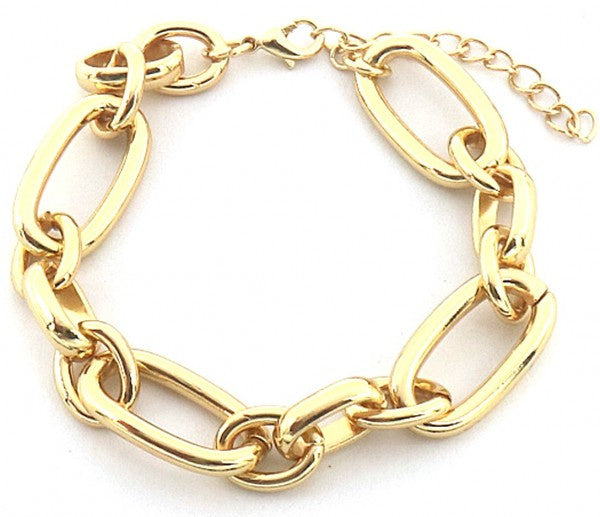schakelarmband Maud dames 18-22 cm RVS goud