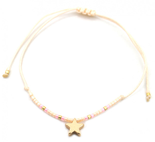 kralenarmband Merel dames verstelbaar beige