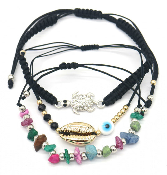 armband Mia dames zwart verstelbaar 3 stuks