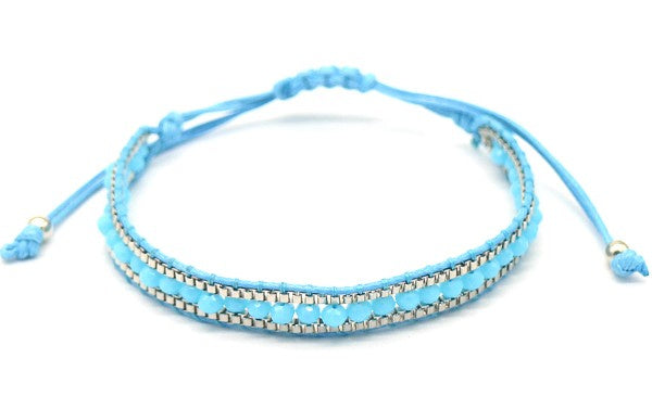 armband Milou dames verstelbaar glas blauw