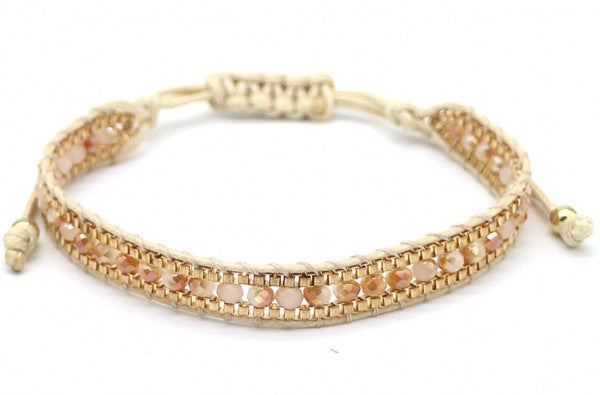 armband Milou dames verstelbaar glas beige/roségoud