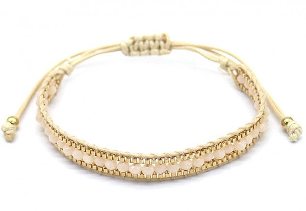 armband Milou dames verstelbaar glas beige/roze