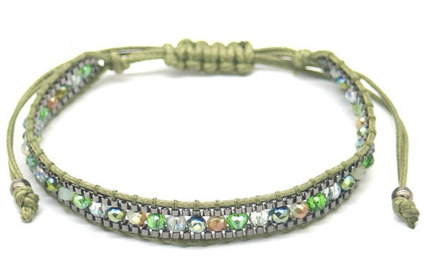 armband Milou dames verstelbaar glas legergroen