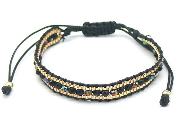 armband Milou dames verstelbaar glas zwart/goud