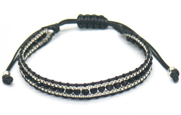 armband Milou dames verstelbaar glas zwart/zilver