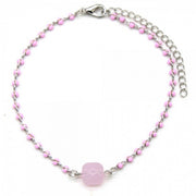 armband Naomi dames verstelbaar staal zilver/roze