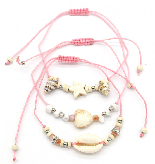 armband Noa verstelbaar roze 3 stuks