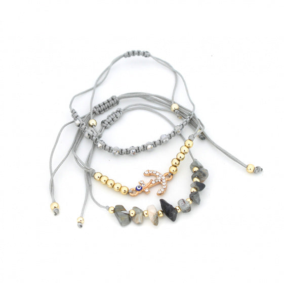 armband Nora dames verstelbaar grijs 3 stuks
