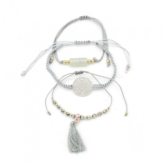 armband Olivia dames verstelbaar grijs 3 stuks