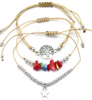 armband Saar dames vertelbaar bruin/zilver 3 stuks