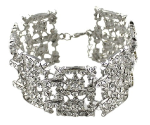 schakelarmband Sam dames kristal zilver