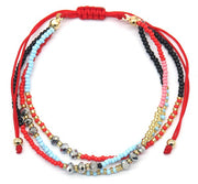 armband Sara dames verstelbaar rood/blauw