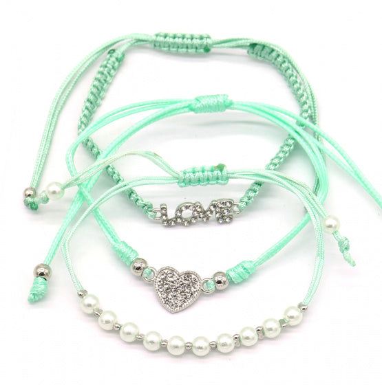 armband Sofia dames groen verstelbaar 3 stuks