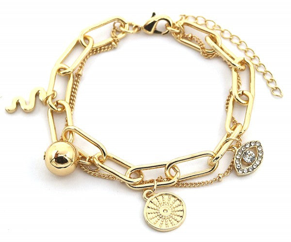 schakelarmband Sophie dames 18-22 cm RVS goud