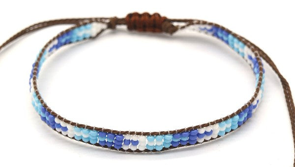 armband Tess dames verstelbaar bruin/blauw/wit