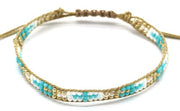 armband Tess dames verstelbaar glas goud/blauw/wit