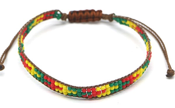 armband Tess dames verstelbaar glas groen/geel/rood