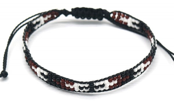 armband Tess dames verstelbaar glas zwart/wit/bruin