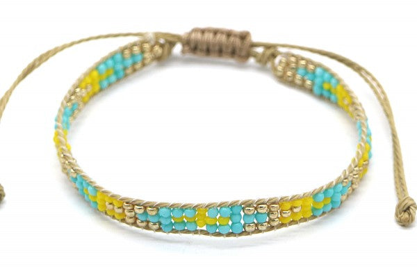 armband Tess dames verstelbaar goud/geel/blauw