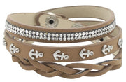 armband Wikkel dames 56 - 60 cm leer bruin