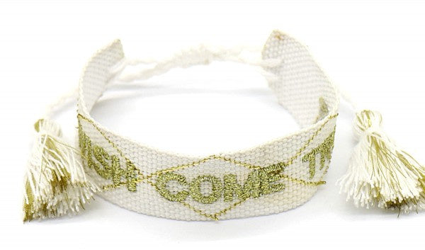 armband Wish geweven katoen verstelbaar wit