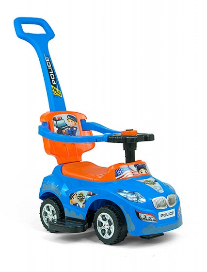 Happy loopwagen politieauto blauw/oranje